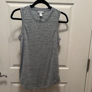 Athleta Grayish Blue & White Striped Breezy Tank Size XS